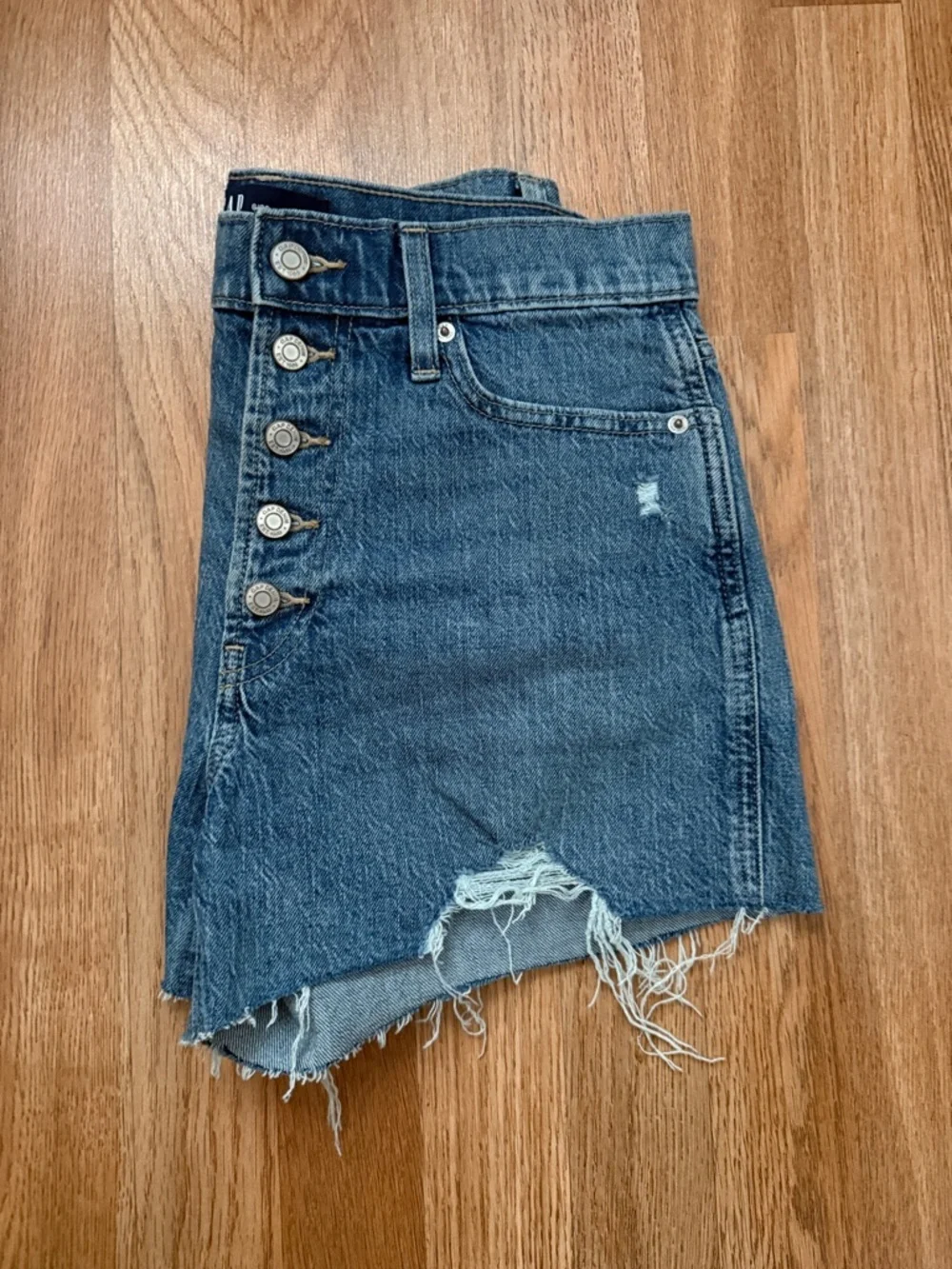 GAP 99% Cotton Blue High-Rise Button-Fly Denim Shorts